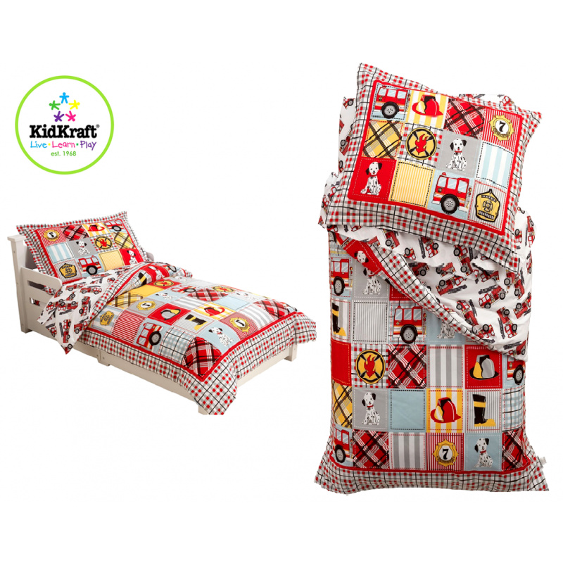 KidKraft Bettwäsche aus Mikrofaser FIRE TRUCK 100x150, 60x75 cm