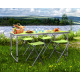 Aga Camping Set – Faltbarer Campingtisch mit 4 Hockern – höhenverstellbar –  kompakt & wetterfest - Aluminium – Koffertisch für 4 Personen - Grün
