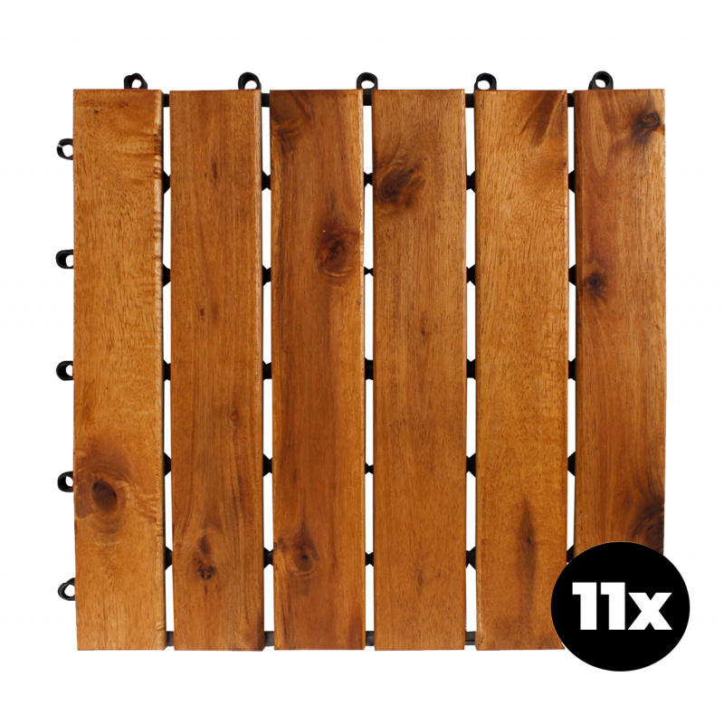 Linder Exclusiv Set Akazie Holzfliesen, Akazien-Terrassenfliesen 30x30 cm 11er Set