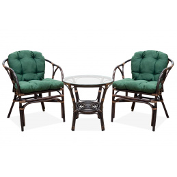 Aga Rattangarnitur SITA Dunkelbraun/Grün