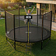 Aga SPORT PRO Trampolin 305 cm 10 ft Schwarz, Kindertrampolin, Gartentrampolin mit Sicherheitsnetz + Sicherheitsnetz + Leiter