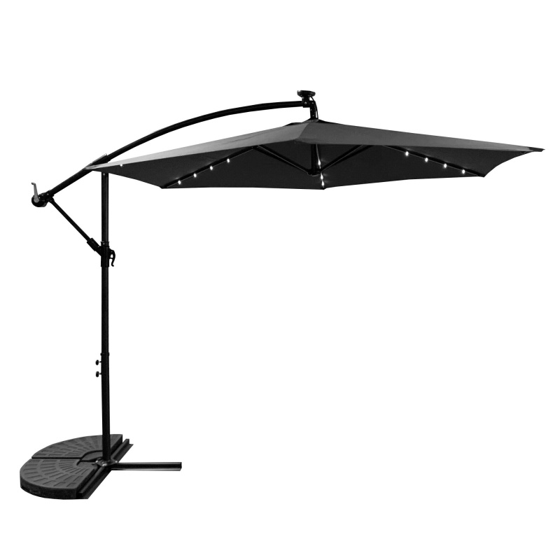 Aga Gartenschirm 300 cm Grau mit LED-Beleuchtung