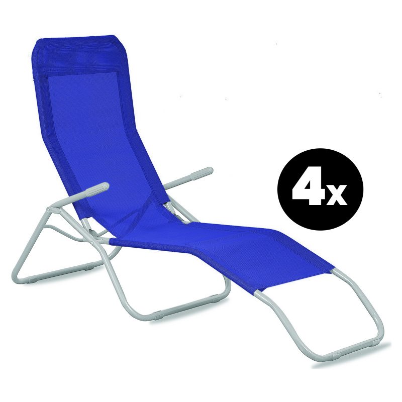 Aga 4x Gartenliege SIESTA Dunkelblau