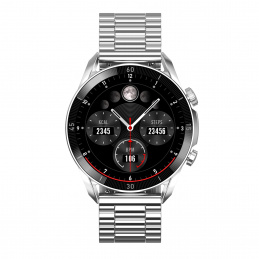 Garett V10 Silberne Smartwatch mit silbernem Stahlarmband