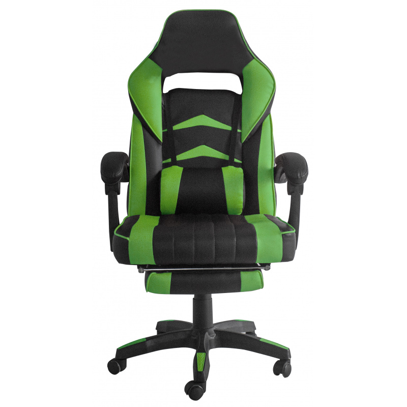 Aga Spielstuhl, Bürostuhl, Drehbarer Spielstuhl, Gamingstuhl, Racing Schreibtischstuhl,Chefsessel mit Fußstütze Schwarz - Grün