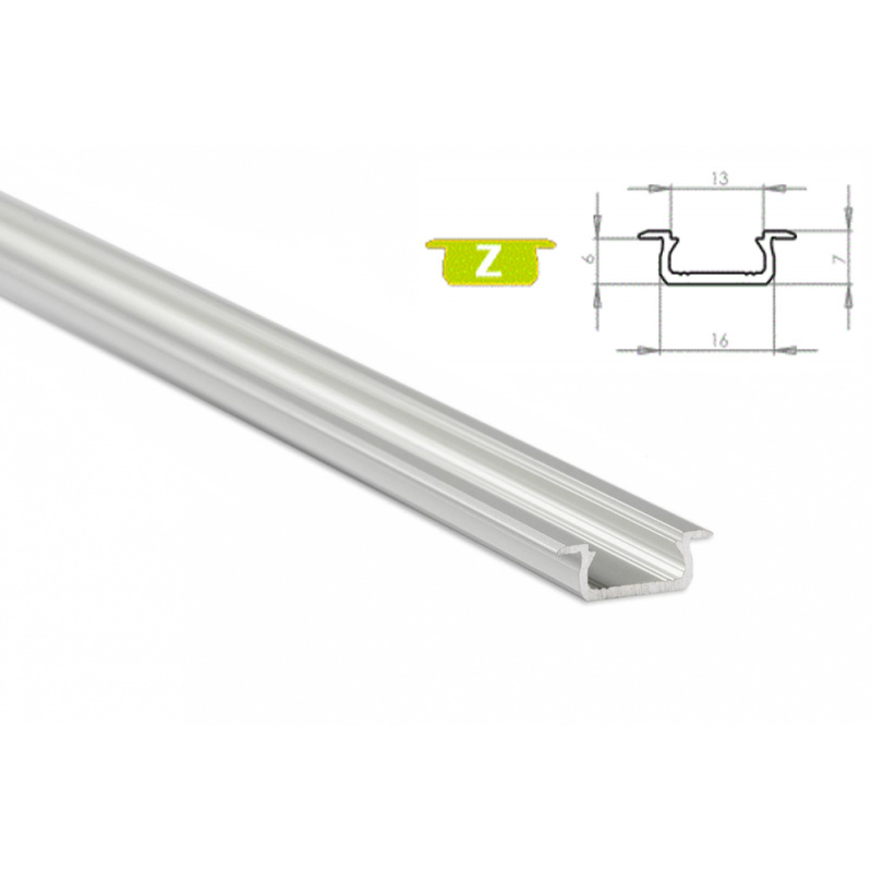 Aluminiumprofil für LED-Streifen Z eingelassen 2m eloxiert