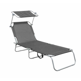 Linder Exclusiv Klappbarer Gartenliege mit Baldachin Dunkelgrau