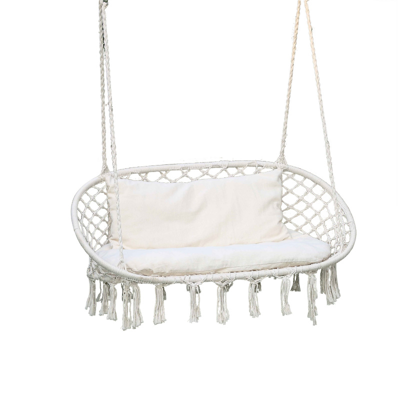 Linder Exclusiv Doppel-Hängesessel, Hängesitz, Hängestuhl, Hängeschaukel, Hängekorb Dunkelgrau Beige