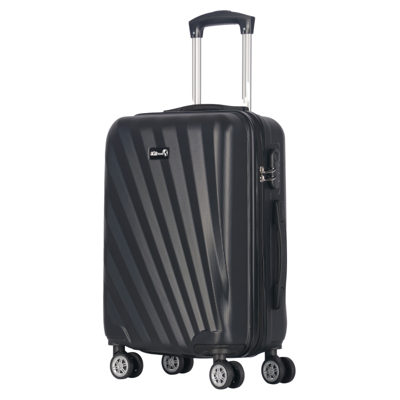 Aga Travel Hartschalenkoffer Rollkoffer Reisekoffer Handgepäck, ABS-Material leicht, mit Code Schloss und 4 multidirektionale Räder langlebig MR4664 Schwarz