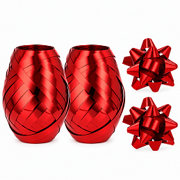 Aga 2x Geschenkband 0,5 cm x 20 m + 6x rote Sterne