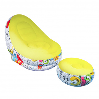 Aga Aufblasbarer Sessel mit Fußstütze DS2507, Sessel mit Sitzpuff – Veloursoptik, PVC, bis 120 kg, leicht faltbar, für drinnen & draußen Aga Aufblasbarer Sessel mit Fußstütze DS2507, Sessel mit Sitzpuff – Veloursoptik, PVC, bis 120 kg, leicht faltbar, für drinnen & draußen