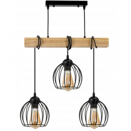 Závěsné stropní svítidlo LED dřevěný trám 3xE27 loft drátěná koule