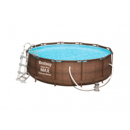 Bestway Steel Swimmingpool Pro Max Rattan mit Kartuschenfilterung und Stufen 3,66 x 1 m 56709