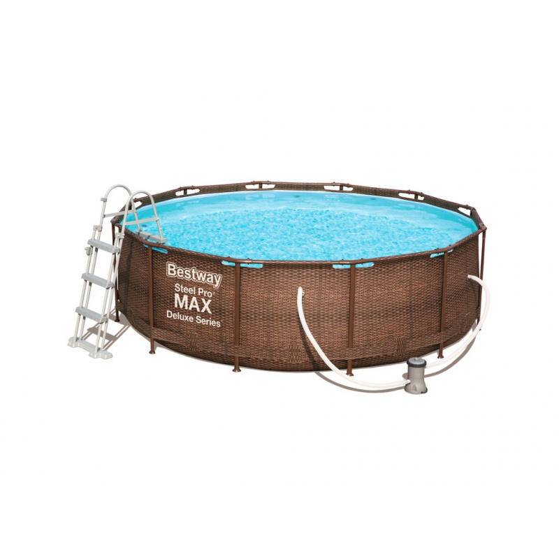 Bestway Steel Swimmingpool Pro Max Rattan mit Kartuschenfilterung und Stufen 3,66 x 1 m 56709