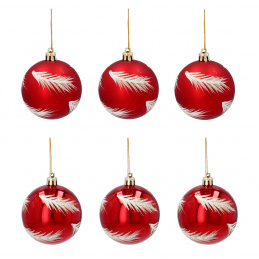 Aga Weihnachtskugeln 7cm 6 Stück Rot/Baumzweig