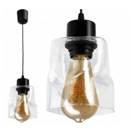 Závěsné stropní svítidlo, LED E27 lustr, sklo, rolovací, průhledné