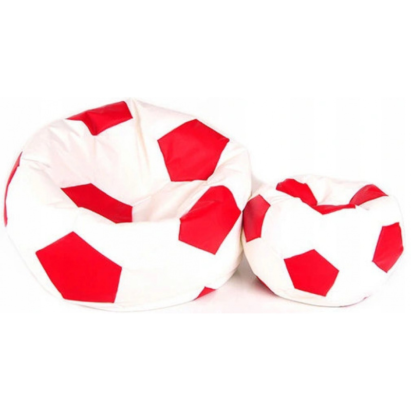 Aga Sitzsack Relaxationbag BALL XXXL Rot - Weiß + Fußstütze