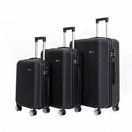Aga Travel Kofferset, Reisekofferset MR4651 Schwarz, Hartschalenkoffer, Doppeltragegriff mit Zahlenschloss, Trolley Reisekoffer 3tgl 4 Rollen Reisekoffer