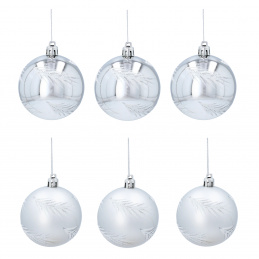 Aga Weihnachtskugeln 7cm 6 Stück Silber/Tanne