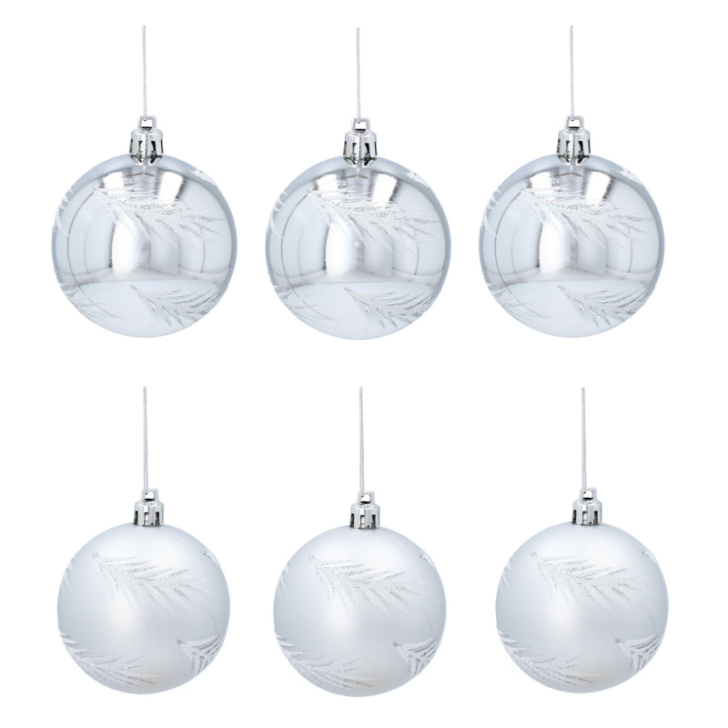 Aga Weihnachtskugeln 7cm 6 Stück Silber/Tanne