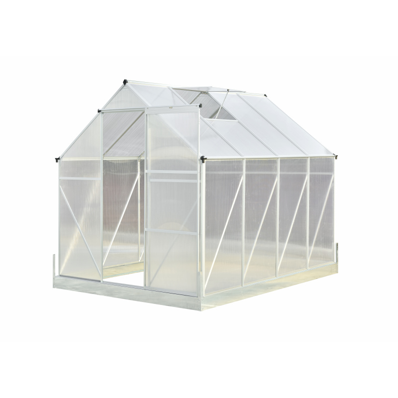 Aga Garten- Gewächshaus UV-gefilterten Polycarbonat-Kammerplatten,mit aufklappbaren Dachfenster und Schiebetür MR4035 250x190x207 cm