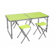 Aga Camping Set – Faltbarer Campingtisch mit 4 Hockern – höhenverstellbar –  kompakt & wetterfest - Aluminium – Koffertisch für 4 Personen - Grün