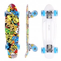 Aga4Kids Pennyboard mit LED-Rädern MR6002, ABEC 7, 100kg Belastbar, Pennyboard, Longboard, Skateboard, Miniboard