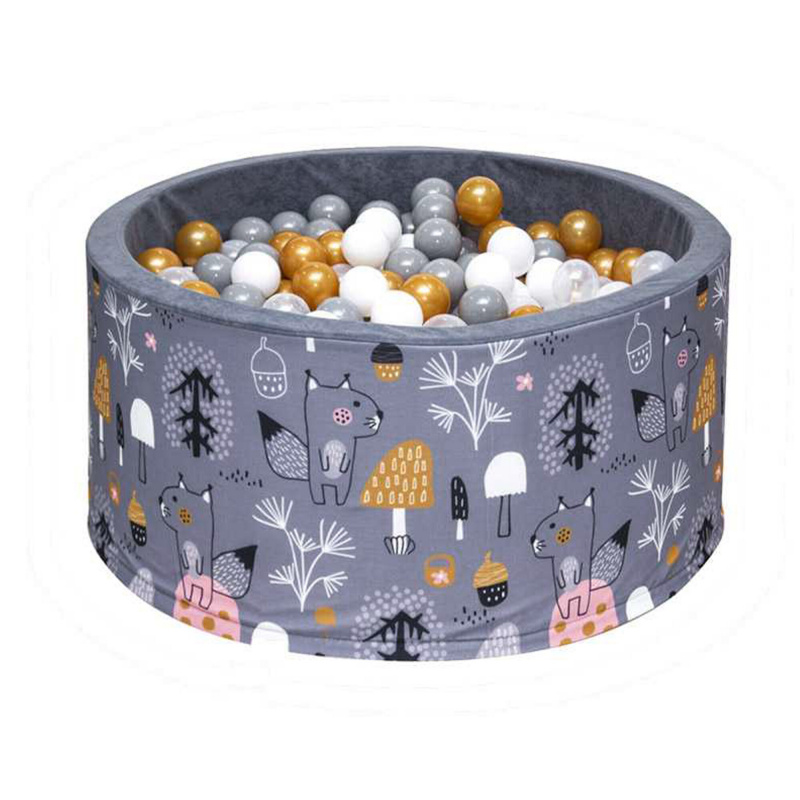 Aga Bällebad für Baby ab 1 Jahr, Rundes Weiches Schaumstoff Bällepool mit 200 Bälle, 90x40 cm Ballgrube Spielzeug für Kleinkinder, AX4200