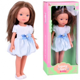Lovely Girl Lalka szatynka z długimi włosami w białej sukience 33cm ZA5850 uniwersalny