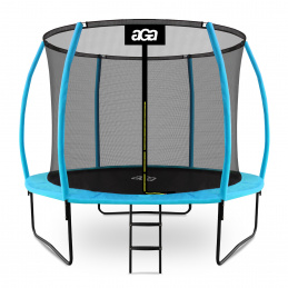 Aga SPORT EXCLUSIVE Trampolin, Kindertrampolin, Gartentrampolin mit Sicherheitsnet  305 cm Hellblau + Schutznetz + Leiter
