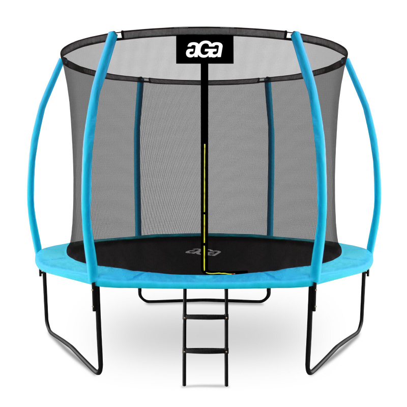 Aga SPORT EXCLUSIVE Trampolin, 305 cm 10 ft Hellblau, Kindertrampolin, Gartentrampolin mit Sicherheitsnet + Schutznetz + Leiter