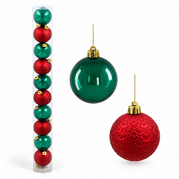 Aga Set Weihnachtskugeln 6 cm 10 Stk. Rot/Grün