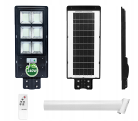LED-Solar-Straßenlampe Laterne ID297 240W + Halter und Fernbedienung kaltweiß
