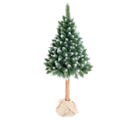 Aga Weihnachtsbaum leicht künstlisch beschneite Fichte 220 cm mit Baumstamm im einem Blumentopf, Künstlicher Weihnachtsbaum, Tannenbaum mit ständer, Christbaum, Kunstbaum Weihnachten