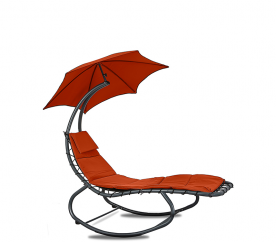 Linder Exclusiv Garten-Liegestuhl mit Sonnenschirm Rot