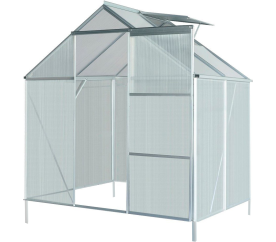 Aga Garten-Gewächshaus UV-gefilterten Polycarbonat-Kammerplatten,klappbaren praktische Dachfenster und Schiebetür MR4038 129x190x207 cm + Sockel