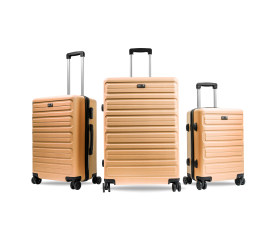 Aga Travel Kofferset Reisekofferset, Hartschalenkoffer, Doppelgriff mit Zahlenschloss, Koffer auf Rollen 3tgl Reisekoffer auf 4 Rollen  MR4657 Orange
