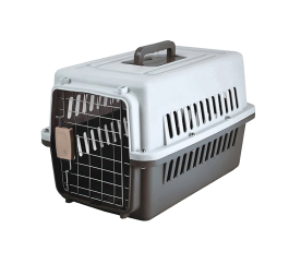 Aga Transportbox für Haustiere Tiertransportbox Haustiere Katzen Hunde Kaninchen aus Kunststoff 59x36x35 cm Grau / Schwarz