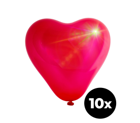 Aga4Kids Latex Ballon Herz mit LED Rot 25 cm 10 Stück