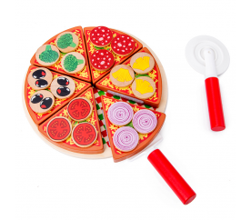 Aga4Kids Pizza-Set Zubehör aus Holz für Kinderküche und Kaufladen