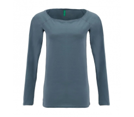 Benetton Damen Langarm-T-Shirt ohne Druck Grau