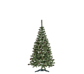 Aga Weihnachtsbaum 160 cm mit Tannenzapfen und leicht mit Kunstschnee bedeckt, Künstlicher Weihnachtsbaum, Tannenbaum mit ständer, Christbaum, Kunstbaum Weihnachten