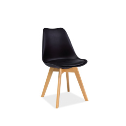 Signal Esszimmerstühle KRIS mit Massivholz Buche Beine, Skandinavisch Design Polster-Stuhl Wohnzimmerstuhl Küchenstühle Holz Schwarz