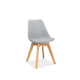 Signal Esszimmerstühle KRIS mit Massivholz Buche Beine, Skandinavisch Design Polster-Stuhl Wohnzimmerstuhl Küchenstühle Holz Hellgrau