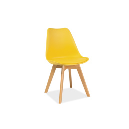 Signal Esszimmerstühle KRIS mit Massivholz Buche Beine, Skandinavisch Design Polster-Stuhl Wohnzimmerstuhl Küchenstühle Holz Gelb