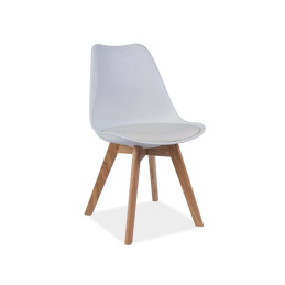 Signal Esszimmerstühle KRIS mit Massivholz Eiche Beine, Skandinavisch Design Polster-Stuhl Wohnzimmerstuhl Küchenstühle Holz Weiss