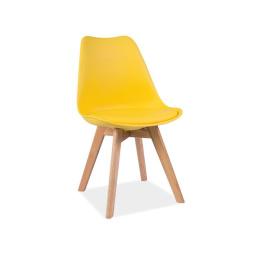 Signal Esszimmerstühle KRIS mit Massivholz Eiche Beine, Skandinavisch Design Polster-Stuhl Wohnzimmerstuhl Küchenstühle Holz Gelb