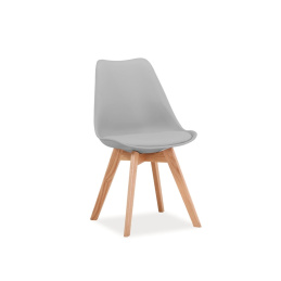 Signal Esszimmerstühle KRIS mit Massivholz Eiche Beine, Skandinavisch Design Polster-Stuhl Wohnzimmerstuhl Küchenstühle Holz Hellgrau