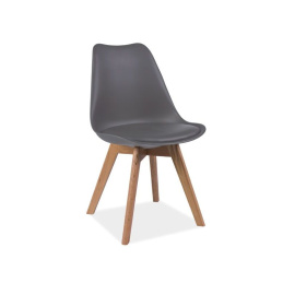 Signal Esszimmerstühle KRIS mit Massivholz Eiche Beine, Skandinavisch Design Polster-Stuhl Wohnzimmerstuhl Küchenstühle Holz Grau