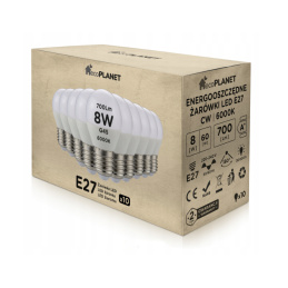 10x LED-Glühbirne E27 - G45 - 8W - 700lm - kaltweiß